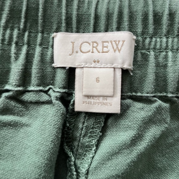 J.Crew Linen Green Pull On Shorts - Picture 3 of 5